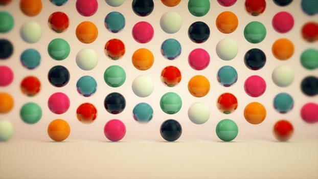 Abstract background with colorful balls and nice lighting. 3d rendering
