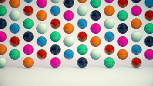 Abstract background with colorful balls and nice lighting. 3d rendering