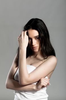 sensual portrait of a beautiful black haired lady