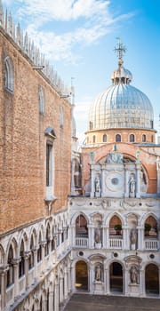 Unusual view on the roof of San Marco church from Palazzo Ducale balcony.