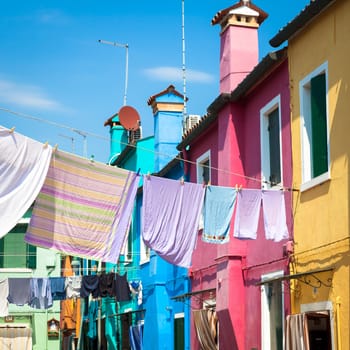 Pitoresque painted houses in Burano Isle, Venice, Italy