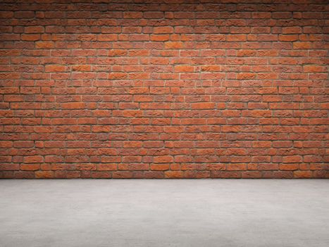 Brick wall and concrete floor room