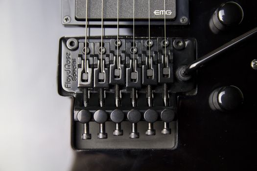Detail of electric guitar pickups