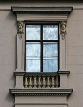 Budapest, Hungary, at the beginning of the century town house window decoration.