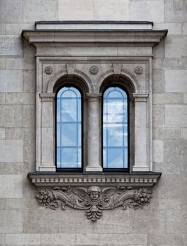 Budapest, Hungary, Szent István Basilica Neo Renaissance window detail.