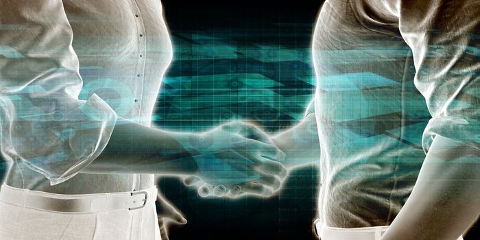 Business Technology Industry with Men Shaking Hands