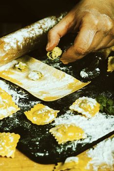 working hard in the kitchen for the family.