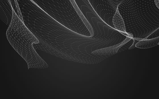 Abstract polygonal space low poly dark background with connecting dots and lines. Connection structure. 3d rendering