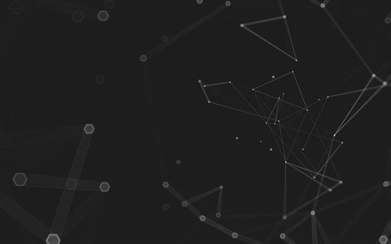 Abstract polygonal space low poly dark background with connecting dots and lines. Connection structure. 3d rendering