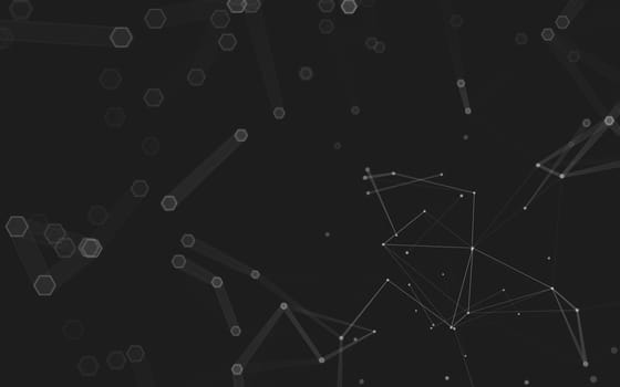 Abstract polygonal space low poly dark background with connecting dots and lines. Connection structure. 3d rendering