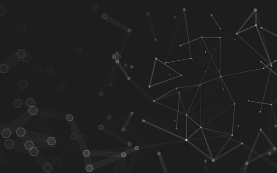 Abstract polygonal space low poly dark background with connecting dots and lines. Connection structure. 3d rendering