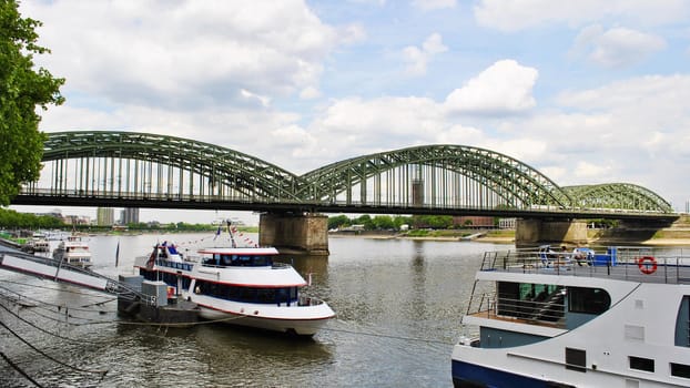 The famous bridge of lovers across the Rhine river in the city of Cologne