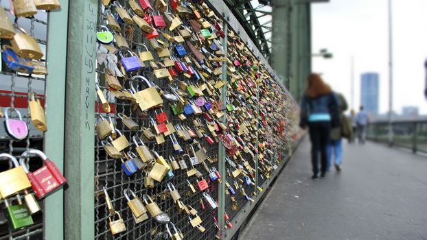 Locks on the bridge of lovers in Cologne