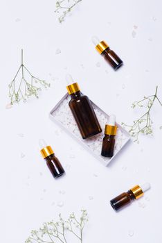 Branding mock-up. Natural essential oil. Natural beauty product concept.