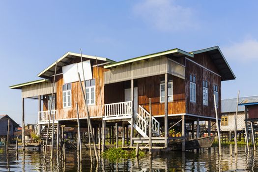 Traditional floating village at Inle Lake, Myanmar ( Burma )