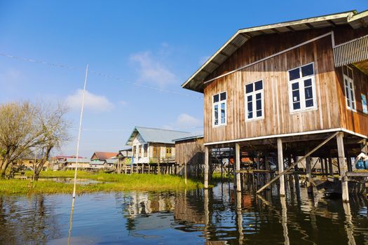 Traditional floating village at Inle Lake, Myanmar ( Burma )