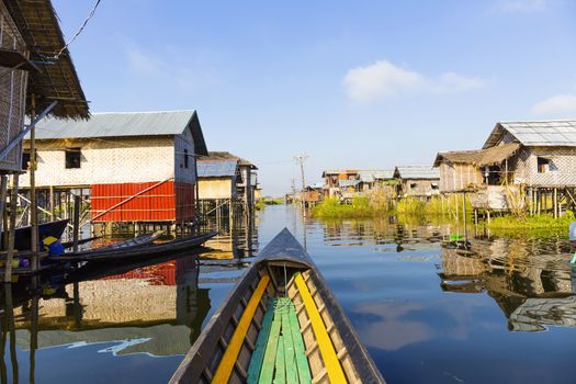 Traditional floating village at Inle Lake, Myanmar ( Burma )