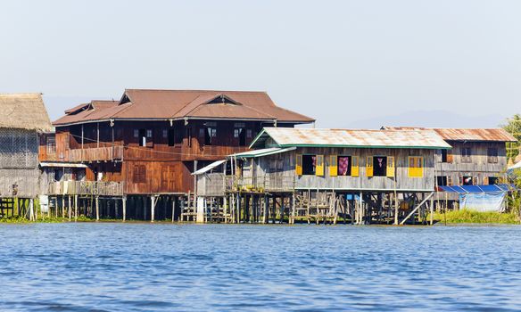 Traditional floating village at Inle Lake, Myanmar ( Burma )