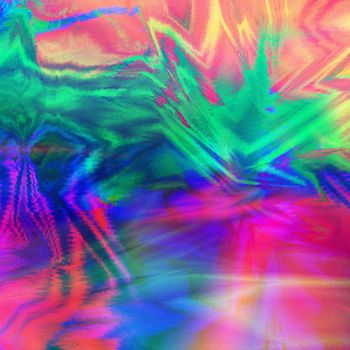 Colorful abstract glitched background for designs. Digital image data distortion with gradient