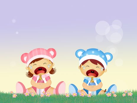 illustration of babies cries
