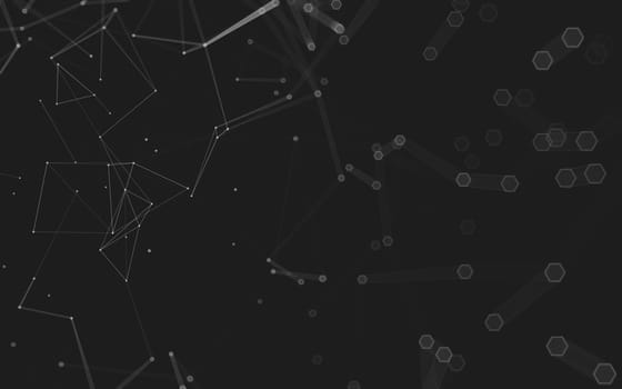 Abstract polygonal space low poly dark background with connecting dots and lines. Connection structure. 3d rendering