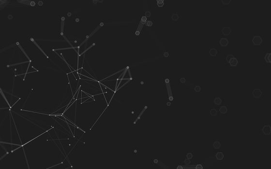 Abstract polygonal space low poly dark background with connecting dots and lines. Connection structure. 3d rendering