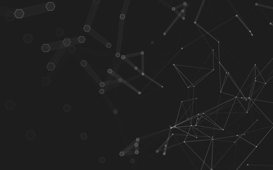 Abstract polygonal space low poly dark background with connecting dots and lines. Connection structure. 3d rendering