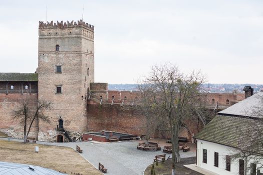 Area of old Lubart castle in cold spring Lutsk Ukraine