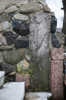 Concrete sculptures of female figures in the sculptor house Lutsk Ukraine