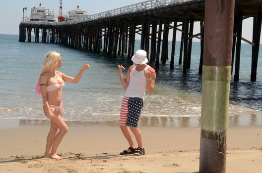 Frenchy Morgan, Jesse Willesee at Malibu beach where the Australian Musician teaches the "Celebrity Big Brother" star to Boogie Board, Malibu Beach, Malibu, CA 04--10-17