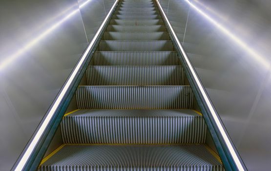 Close up escalator in subway in New York