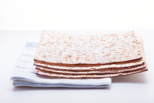 Matza and Eggs on the table. Jewish celebration passover