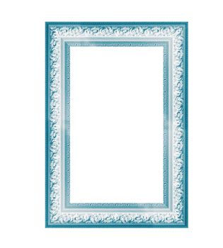 Blue vintage frame isolated on white background.