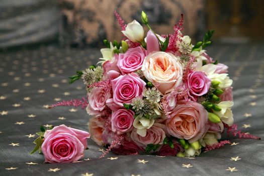 Wedding bouquet from pink roses 