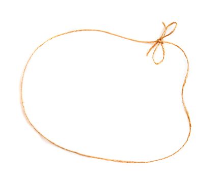 frame made from linen thread with bow on a white background