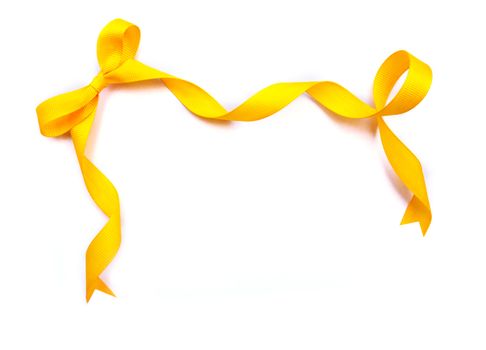 Yellow Ribbon with bow on a white background