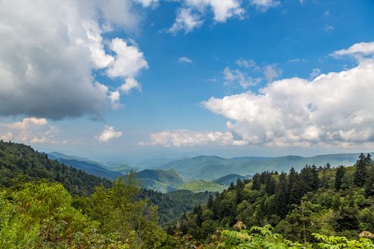 A view of the Smoky Mountains from the Blue Ridge Parkway