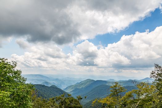 A view of the Smoky Mountains from the Blue Ridge Parkway