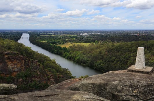 Mount Portal Lookout with views north east overlooking the Nepean River, Penrith and beyond to Sydney 50 km away.