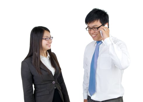 Asian business team on white background
