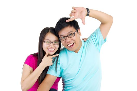 Closeup portrait of beautiful happy couple