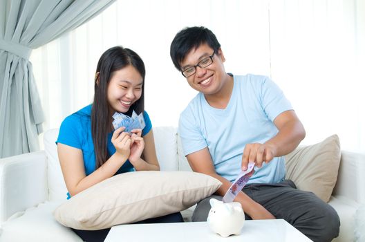 husband and wife with family finance concept
