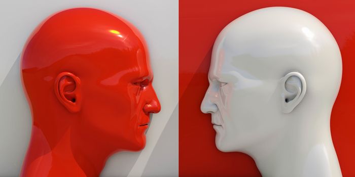Schematic Image of Confrontation: Two Man Arguing and Threatening, Two Businessman Fighting, Debate Opponents, Conflict Management, Two Opposite Forces Clashing, Confrontation Concept