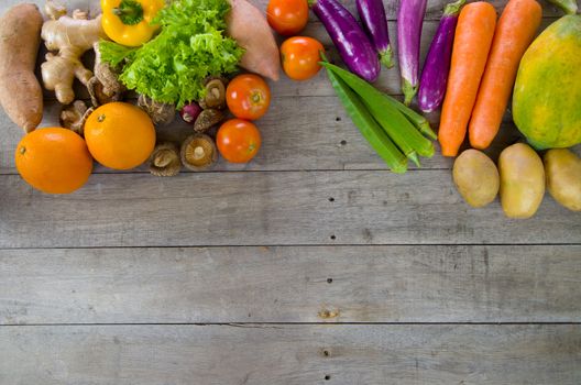 organic food on a Wooden background 