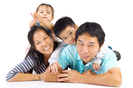 Indoor portrait of beautiful asian family