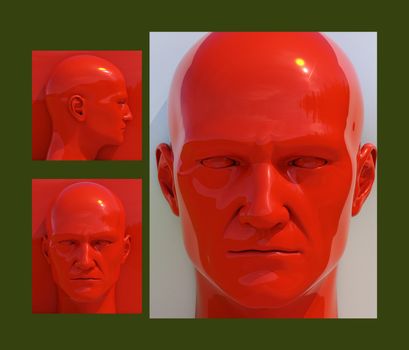 Realistic 3d Human Heads on Different Brightly Colored Backgrounds, Mannequin Dummy Head, Pop Art Heads, Pop Art Poster