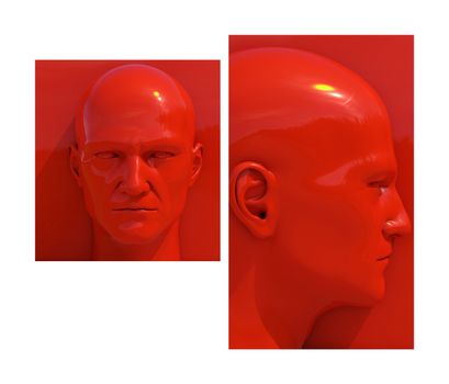 Realistic 3d Human Heads on Different Brightly Colored Backgrounds, Mannequin Dummy Head, Pop Art Heads, Pop Art Poster