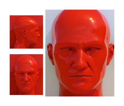 Realistic 3d Human Heads on Different Brightly Colored Backgrounds, Mannequin Dummy Head, Pop Art Heads, Pop Art Poster