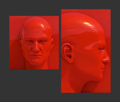 Realistic 3d Human Heads on Different Brightly Colored Backgrounds, Mannequin Dummy Head, Pop Art Heads, Pop Art Poster