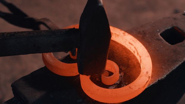 Close up of forging of metal detail